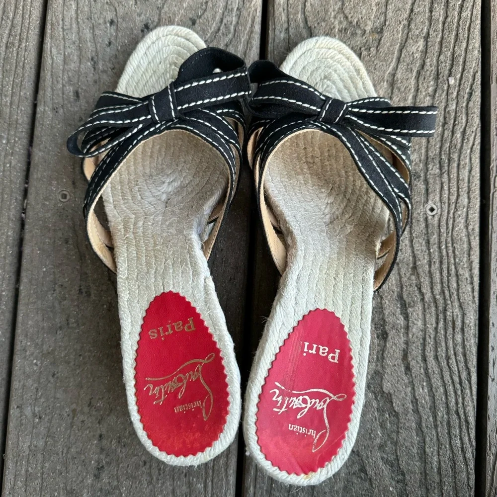 Christian Louboutin Black and Cream Espadrilles